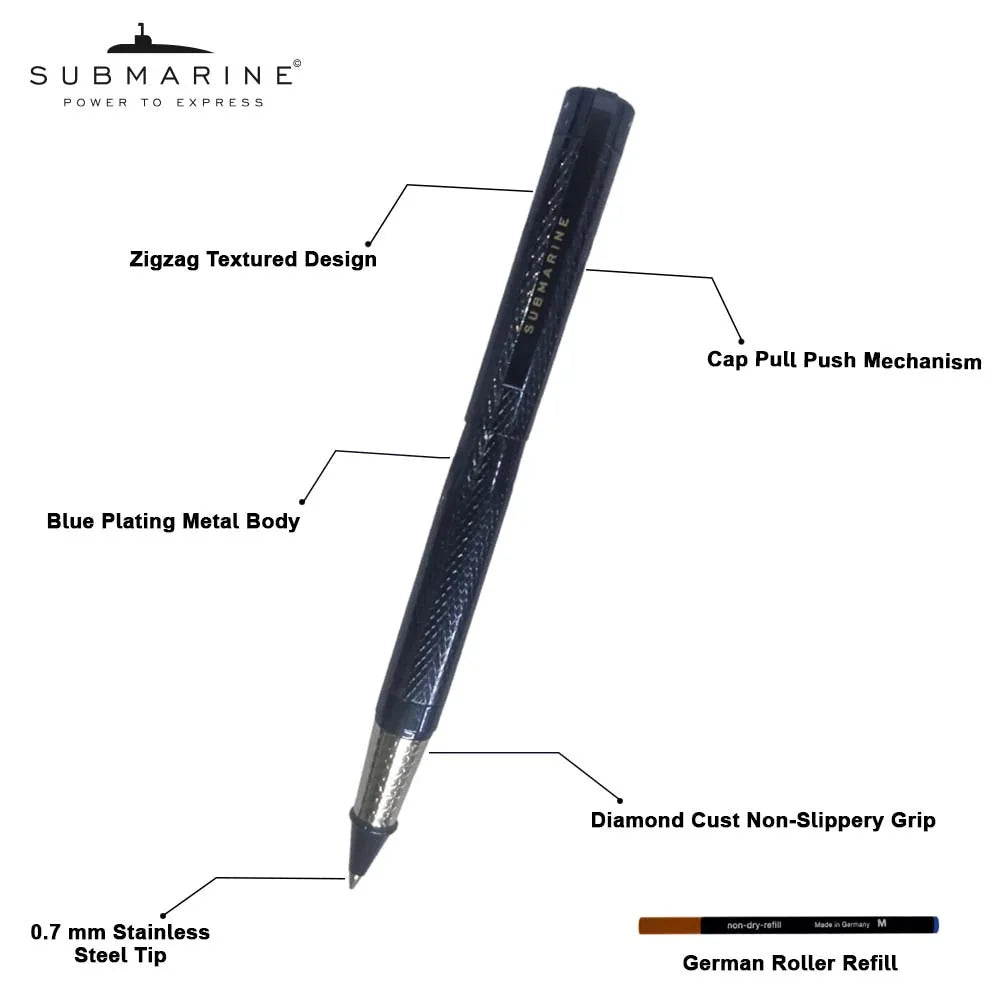 Submarine 1011 Blue Plated Roller Pen Premium Writing Pen