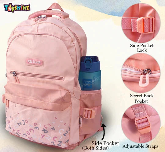 Toyshine Alphabets High School College Backpack Pink