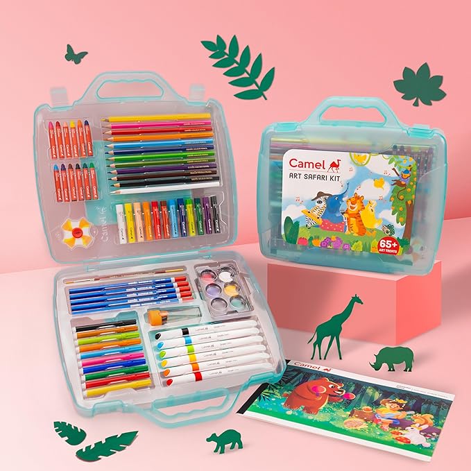 Camel Art Safari Kit 65+ Piece Kids Art & Colouring Set