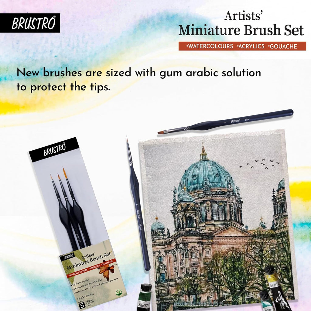 BRUSTRO Artists’ Miniature Precision Brushes - Set of 5