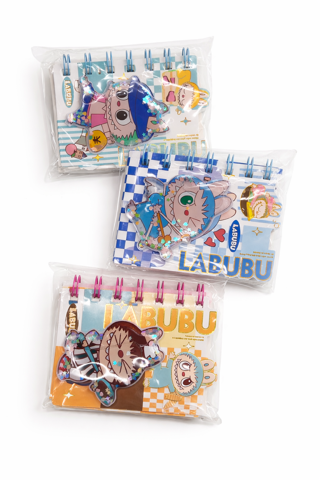 Labubu Cartoon Spiral Notebook with Glitter Cover for Kids