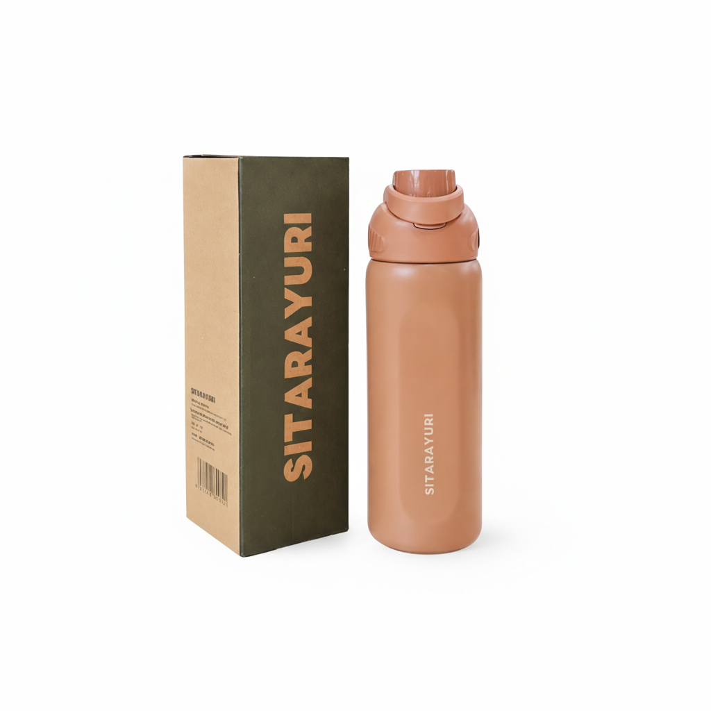 SITARAYURI 580ml Dual Drink Insulated Bottle with Straw & Sip