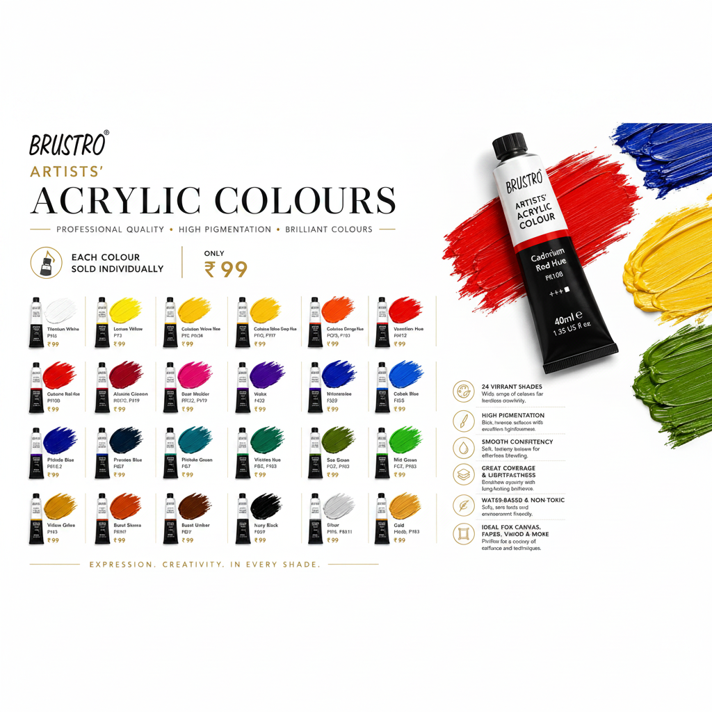 Brustro Acrylic Paint 40ml Tubes – Premium Artist Quality