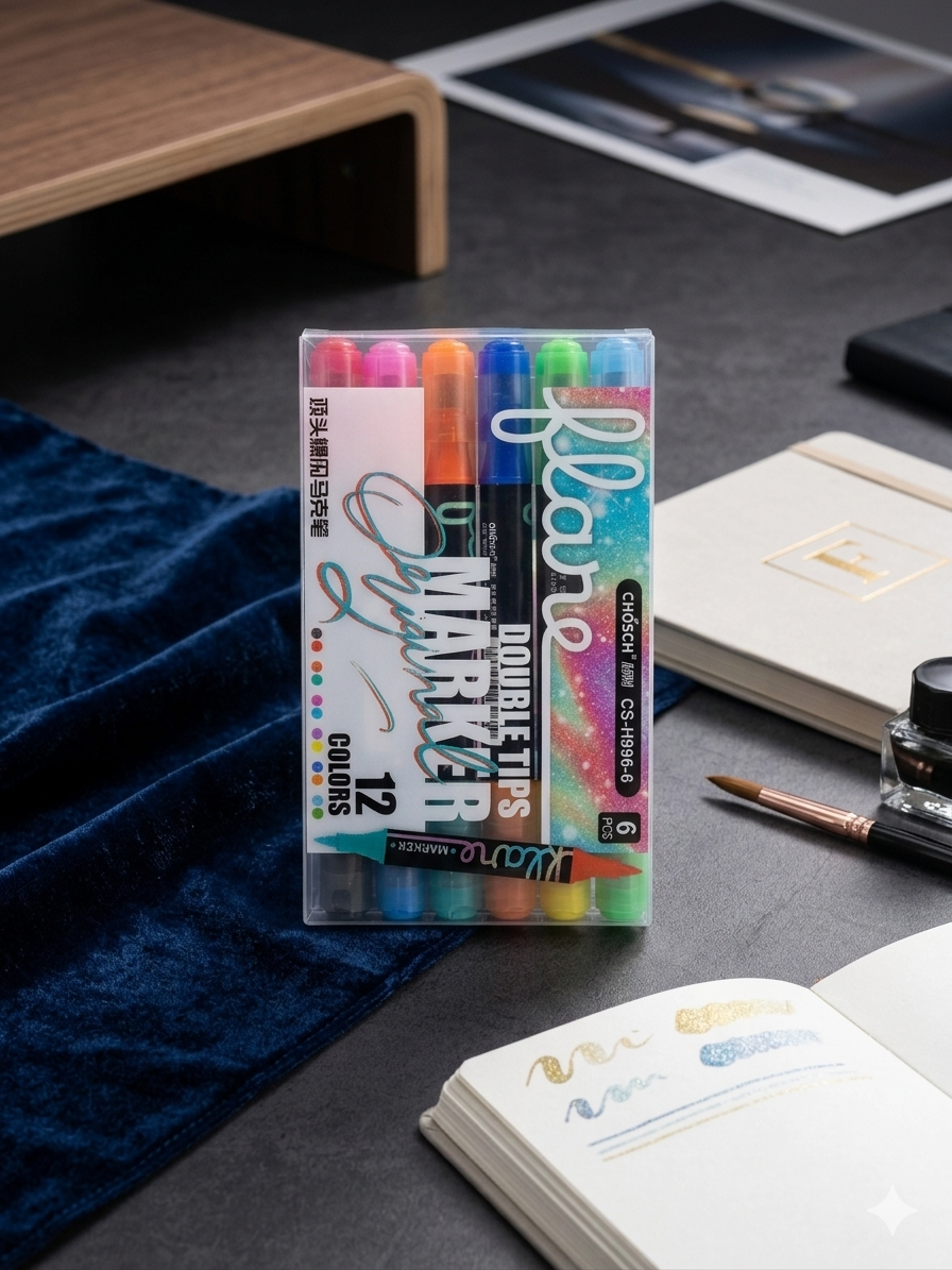 Multicolor Glitter Markers for Journaling, DIY & Card Making