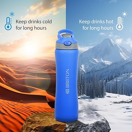 Briiton Hipster Water Bottle 750ml 24H Hot & Cold Stainless Steel Bottle
