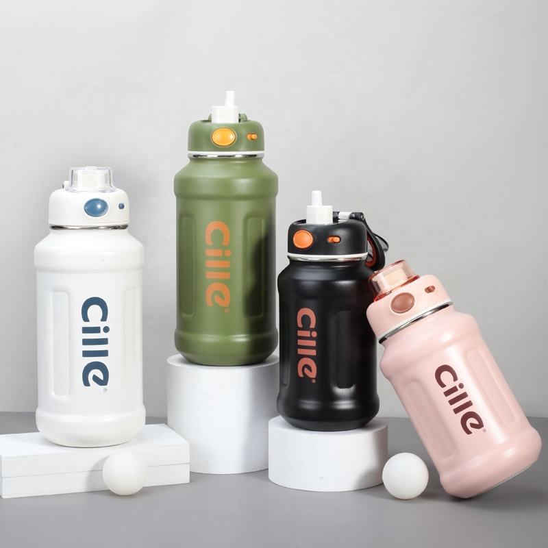 Cille 950ml Insulated Water Bottle Stainless Steel Thermos Hot & Cold Leakproof