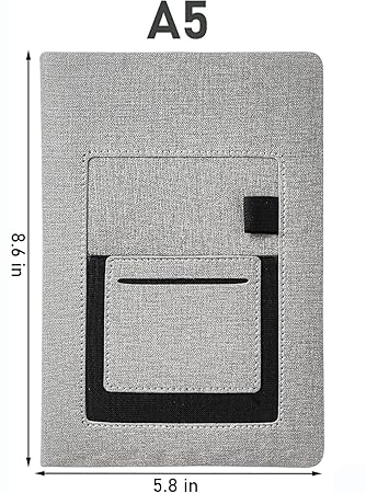 A5 Diary with Mobile Pocket & Card Holder Hardcover Organizer Notebook