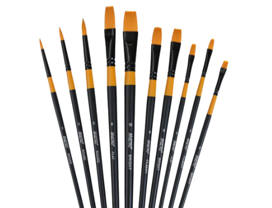 BRUSTRO Artists Gold Taklon Brushes Set of 10