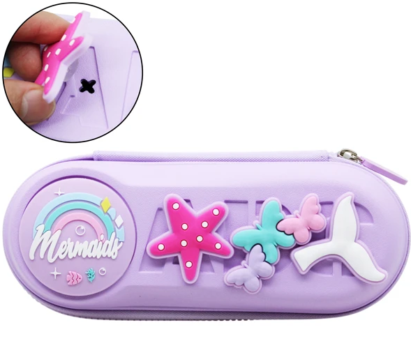 Shunde 9036 Robot Charm Plastic Pencil Pouch – Blue Cartoon Zipper Case for Kids