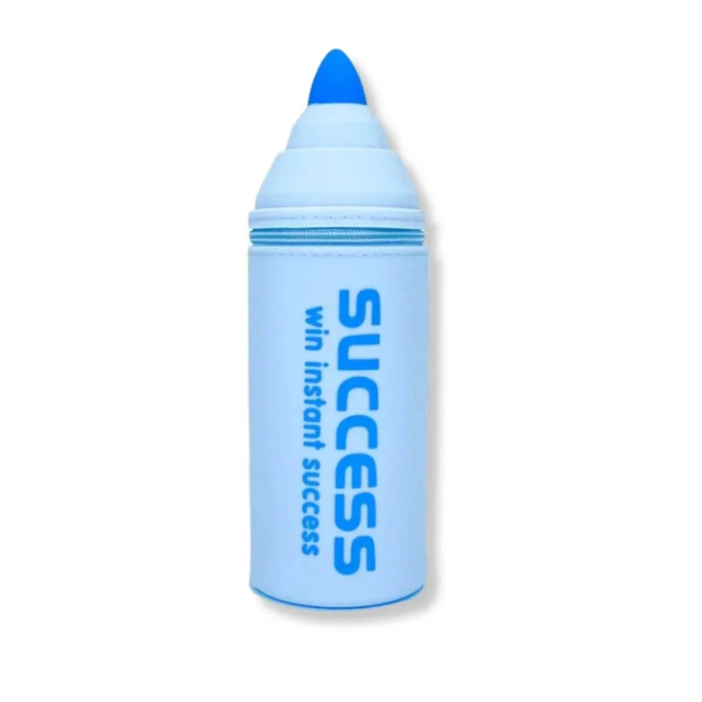 Sky Blue Silicone Pencil Pouch – Pencil Shape “Success” Design Multipurpose Zipper Case
