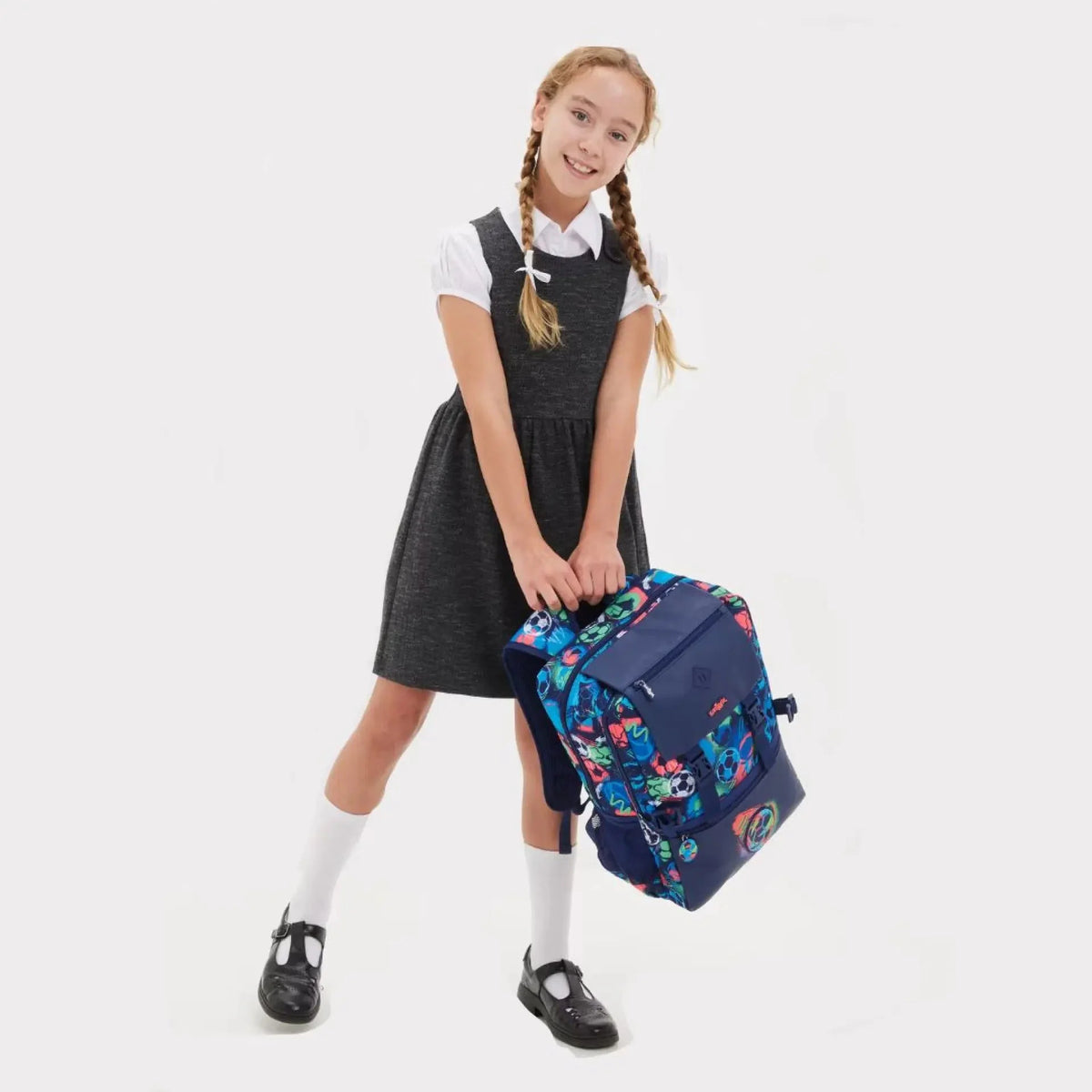 Smiggle Foldover Big Football Backpack Blue