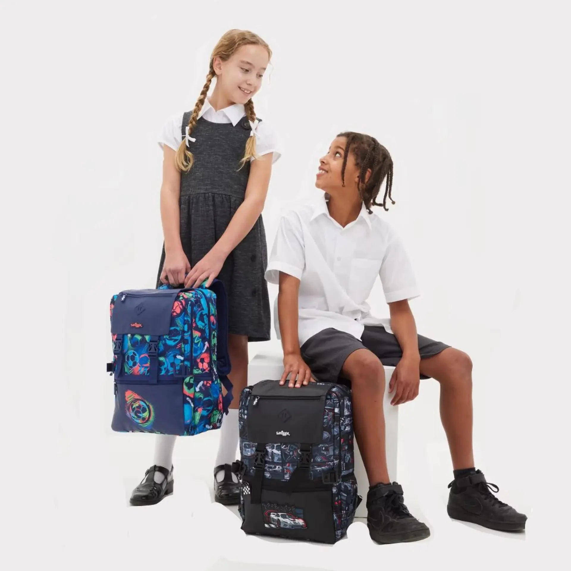 Smiggle Foldover Big Football Backpack Blue