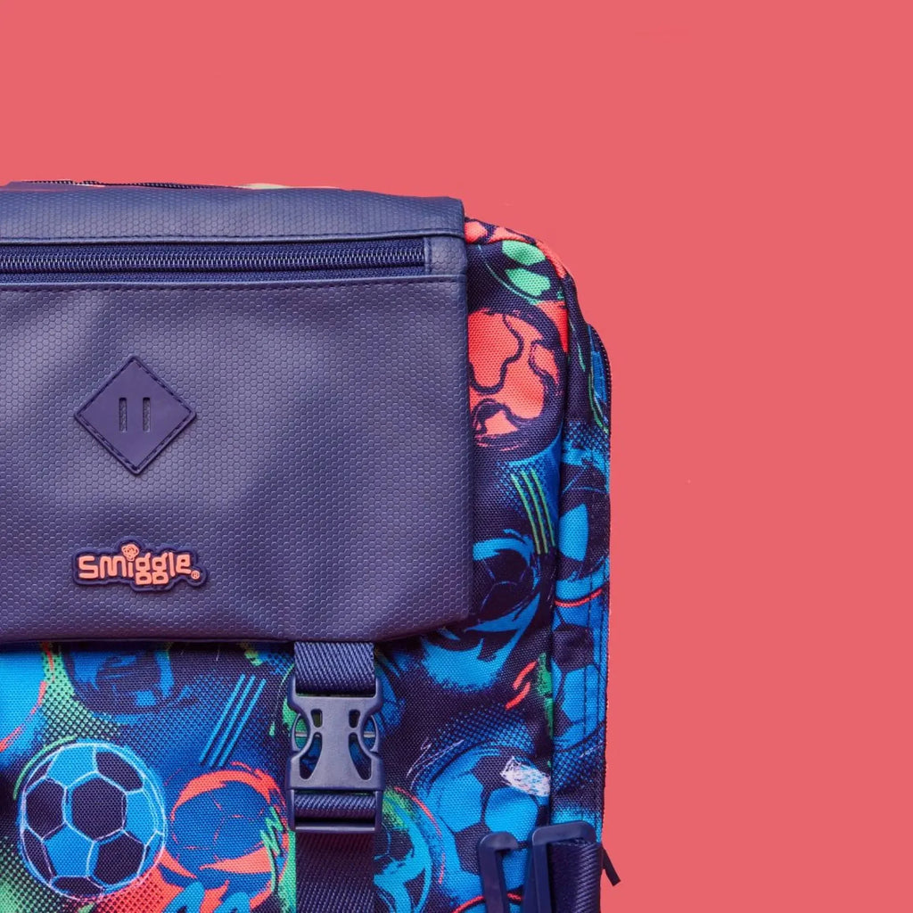 Smiggle Foldover Big Football Backpack Blue