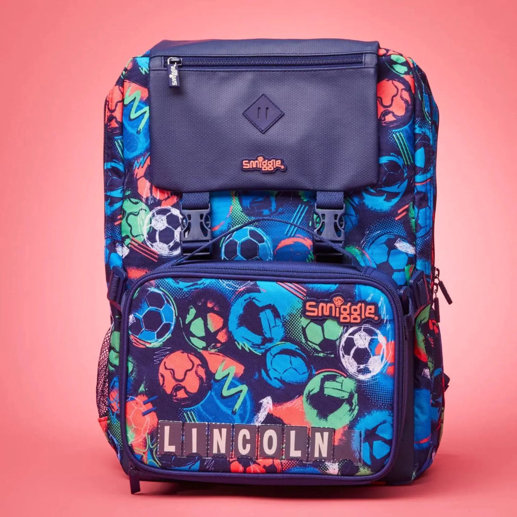 Smiggle Foldover Big Football Backpack Blue