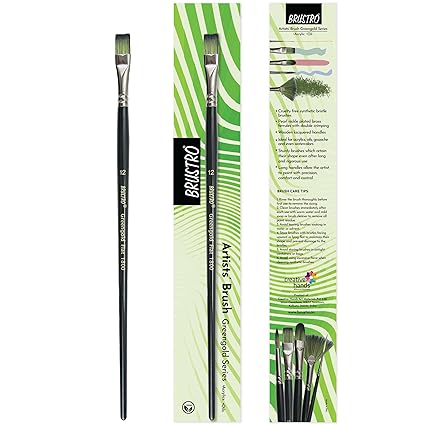 Brustro Greengold Flat Brush Size 12 Acrylic & Oil Painting Brush