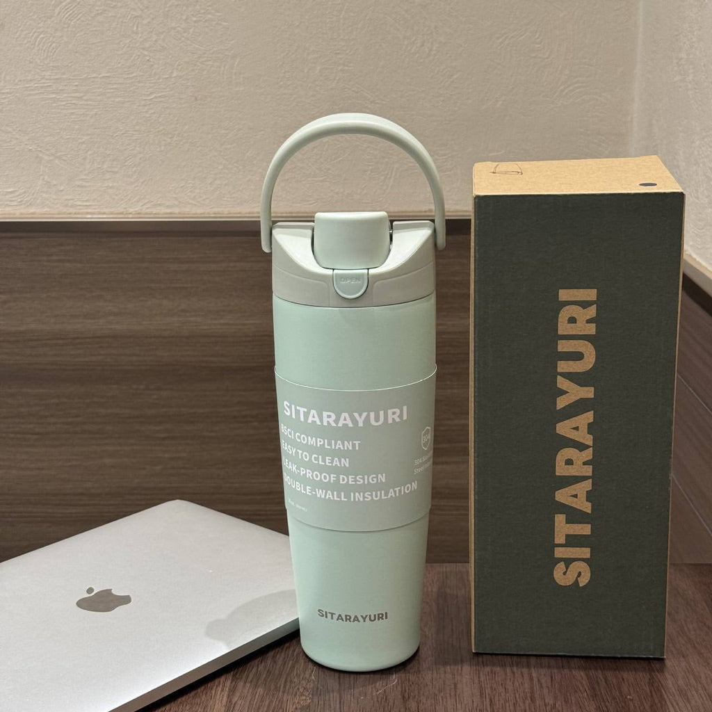 SITARAYURI 900ml Insulated Water Bottle Dual Drink Straw Flask Leakproof