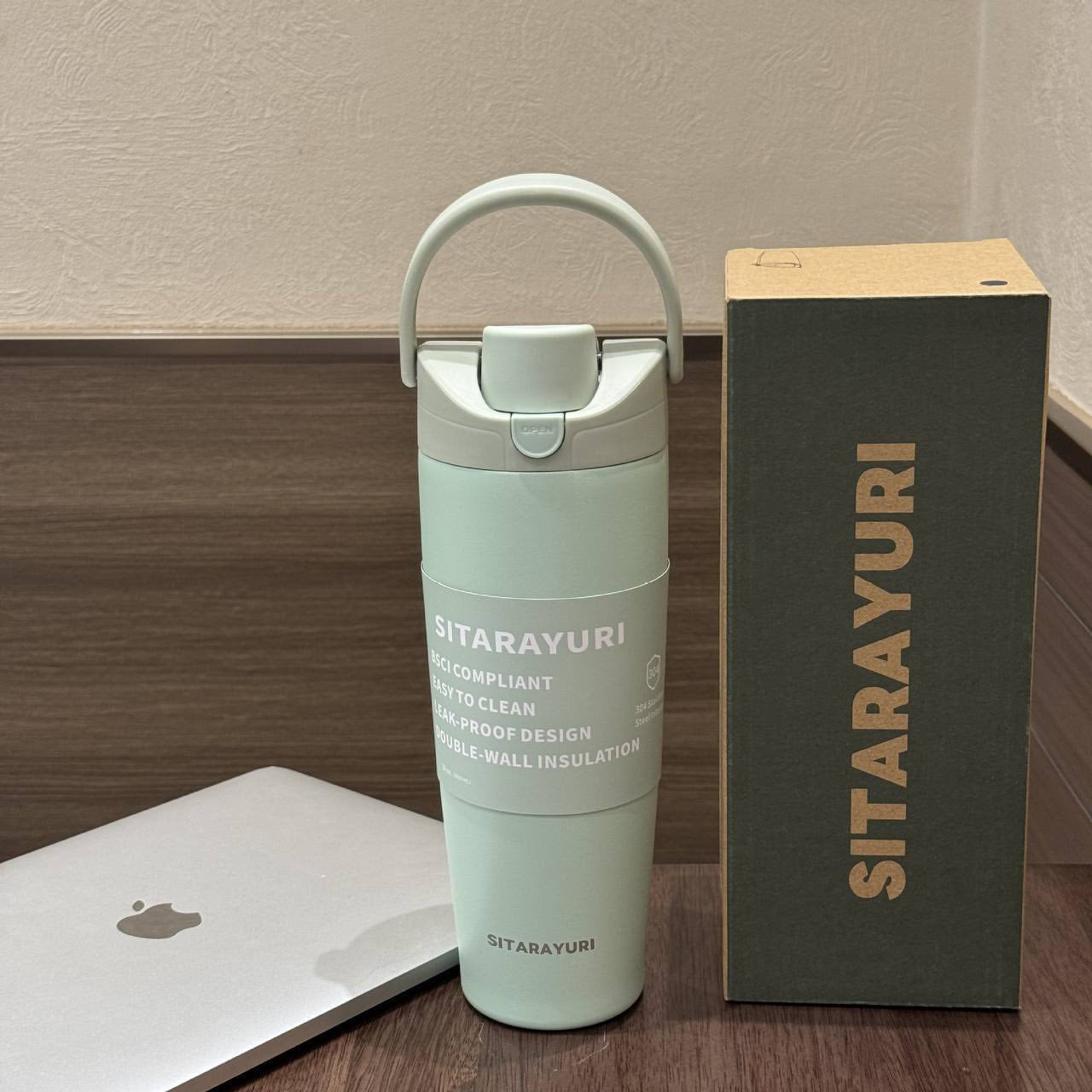 SITARAYURI 900ml Insulated Water Bottle Dual Drink Straw Flask Leakproof