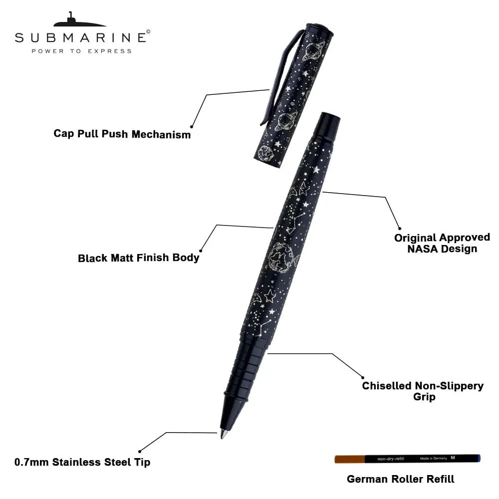 Submarine NASA Roller Pen Chrome Finish Premium Space-Themed Pen